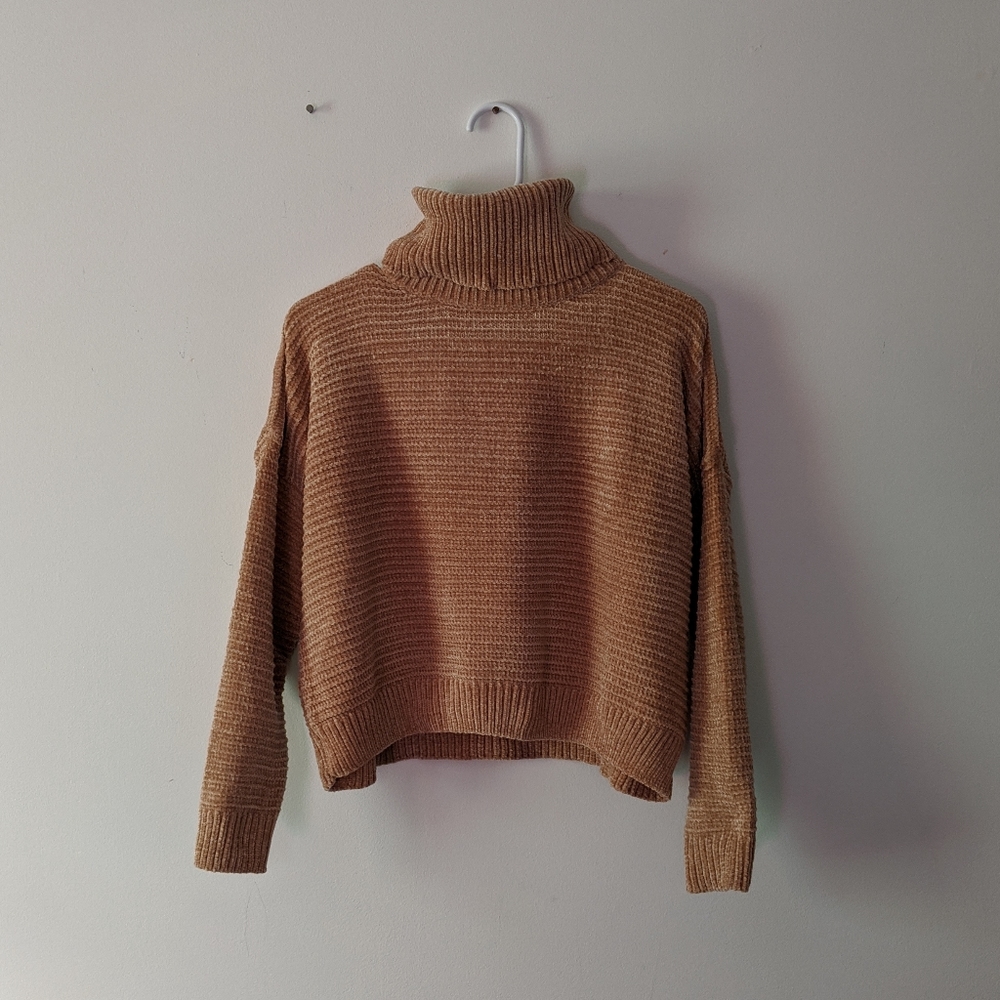 Caramel brown, fuzzy sweater
